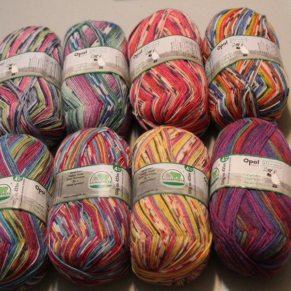 D3up: Opal 8 colors sock yarn Viridian Schafpate reprints of originals  75% wool 25 nylon 100 grams 462 yards superwash fingering