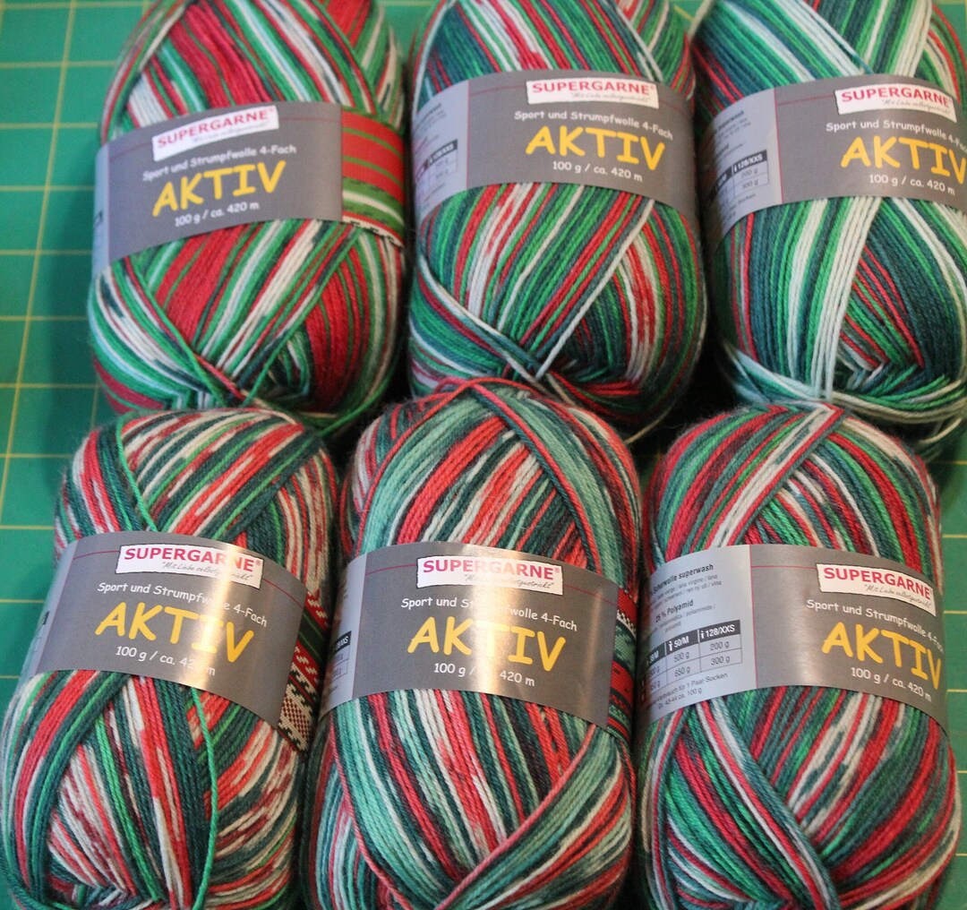 Cones, Skeins 4 Ply Aktiv Christmas 2023 Sock Yarn 100 Grams 460 Yards
