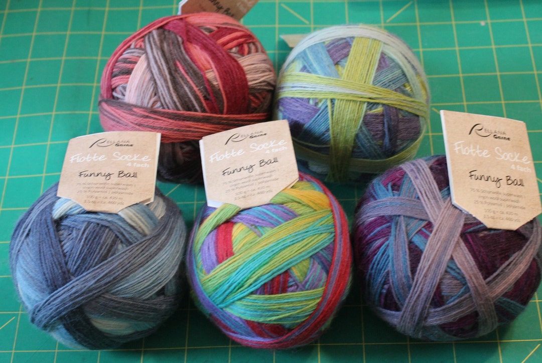 T21 Rellana Funny Ball Set or Singles 5 Colors Sock Yarn 75