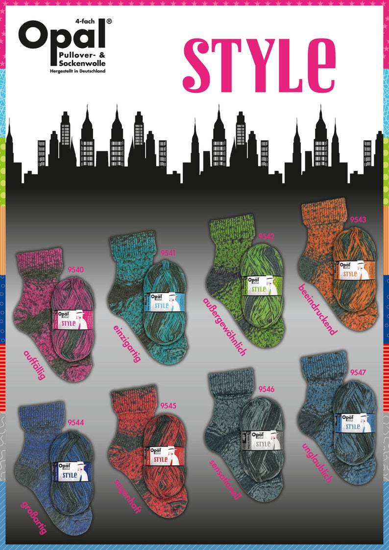 9547 75/% wool 25 nylon 100 grams 462 yards superwash fingering faded denim black Opal Sock Yarn Style BB