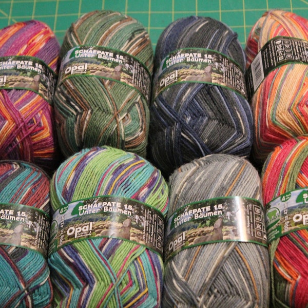 FULL SET SALE: ends May12 Opal sock yarn Schafpate 15, single skeins or full set - 75% wool25 nylon superwash fingering 100 grams 462 yards
