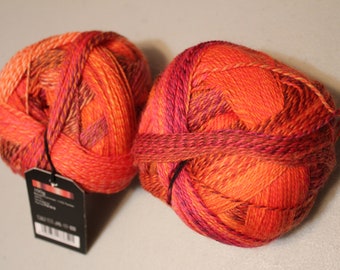 T15: Sock Yarn Zauberball Crazy 2472 Orangerie 75% wool 25 nylon 100 grams 462 yards superwash fingering 4 ply