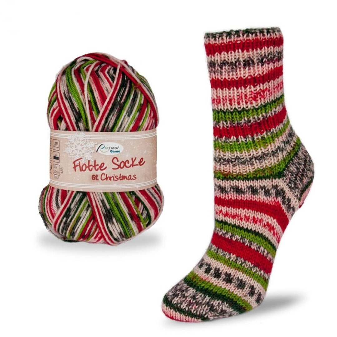 Christmas Sock Yarn 2701 2702 2703 Rellana 4ply Glitter or No-glitter and 6 Ply Flotte Socke 