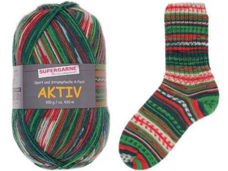 Cones, Skeins 4 Ply Aktiv Christmas 2023 Sock Yarn 100 Grams 460 Yards