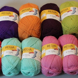 BUY 3 GET DISCOUNT Regia sock yarn Uni solid 2022 issue, singles or all 10 as set, 75 wool 25 ny 100 gr 462 yds superwash fingering