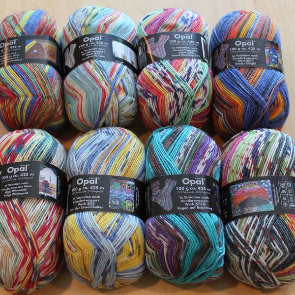 D1a: Opal Sock Yarn Hundertwasser series # 2, very popular  75% wool 25 nylon 100 grams 462 yards superwash fingering