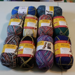 D1b: Regia Sock Yarn Arne Carlos Garden Summer Fall Winter Star 100 gr 75% wool 25 nylon 462 yards superwash fingering