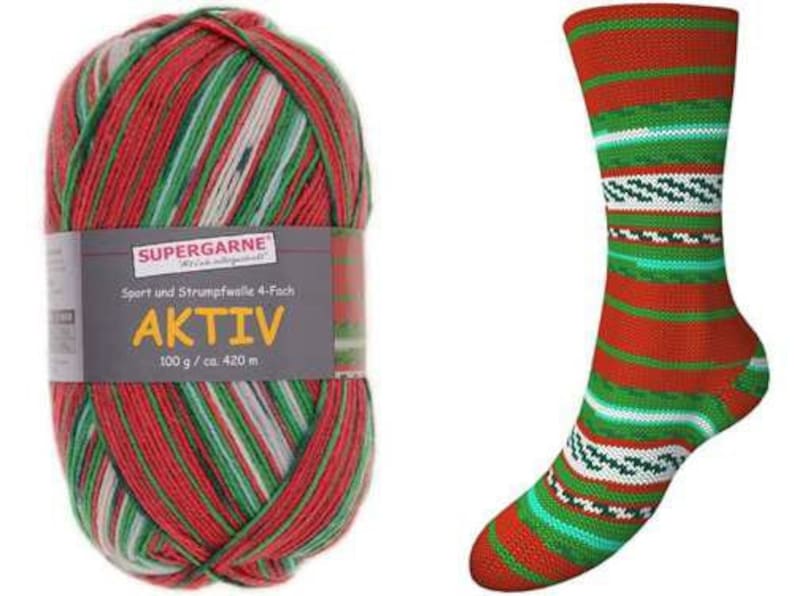 Cones, Skeins 4 Ply Aktiv Christmas 2023 Sock Yarn 100 Grams 460 Yards