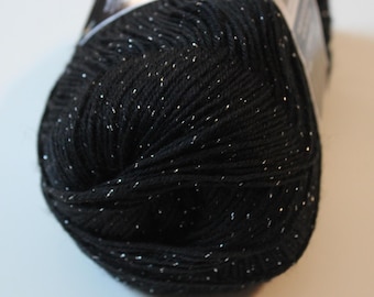 Opal Black Silver Glitter Sock Yarn