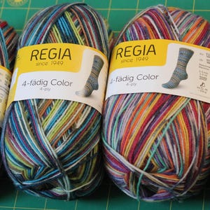 T1,Ba: Regia Folkloric Sock yarn set or singles, 6 skeins 100 gr each 75% wool 25 nylon, 450 yards superwash fingering