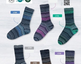 Ba: Patagonia Men's Rellana Flotte Sock set 6 colors 100 gr each 75% wool 25 nylon, 450 yards superwash fingering