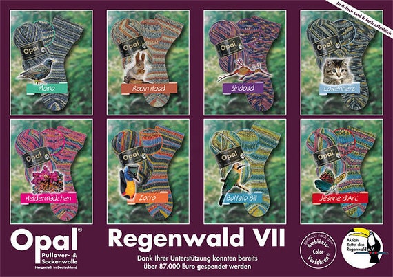 tv31: Opal sock yarn Rainforest 5145 Zorro oldie 100 grams 75% wool25 nylon  462 yards fingering superwash black red blue gold