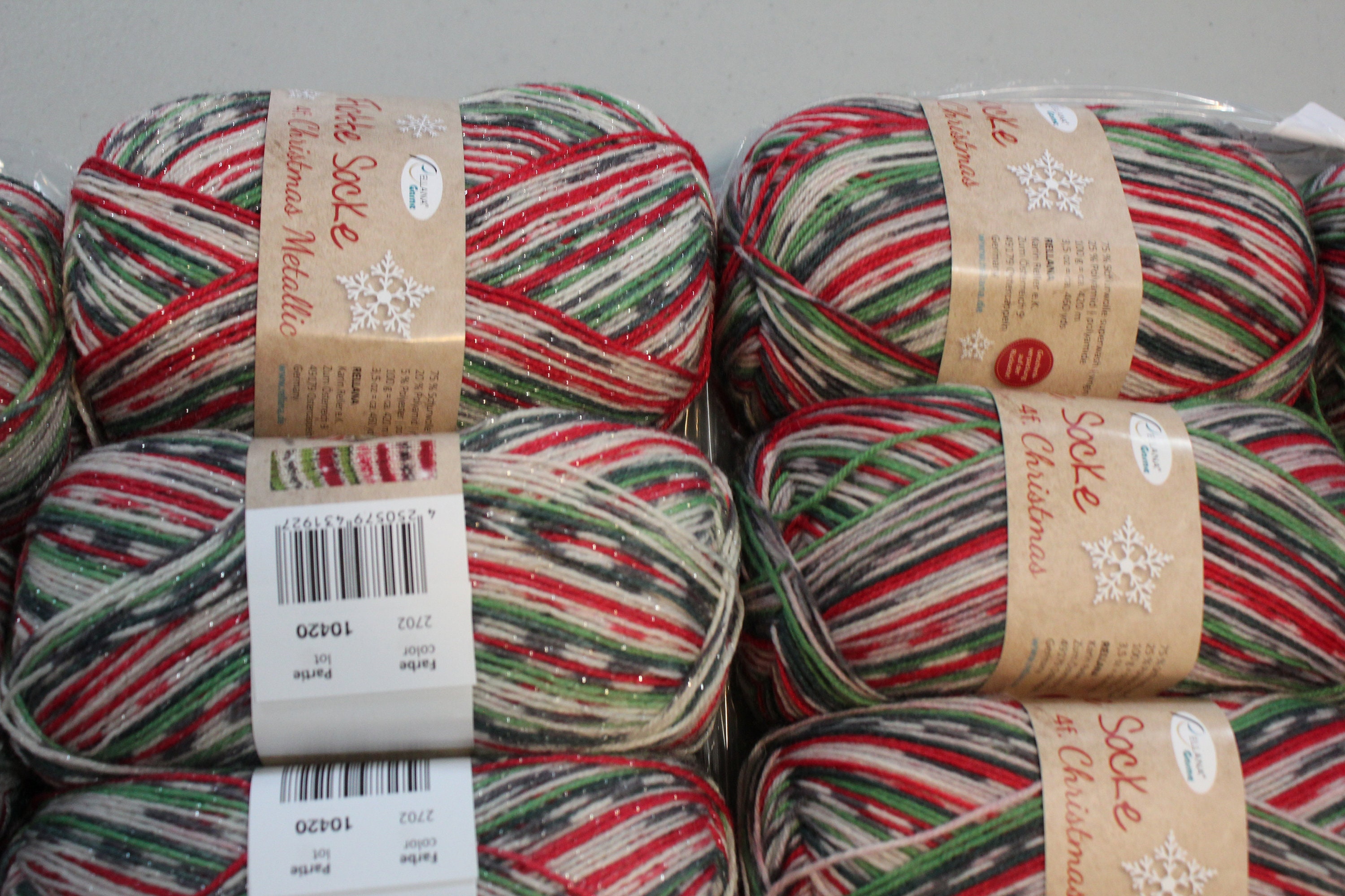 Of,ba: Christmas Sock Yarn 2701 2702 2703 Rellana 4ply Glitter or  No-glitter Flotte Socke 100g or 6 Ply No Glitter 150 Grams 