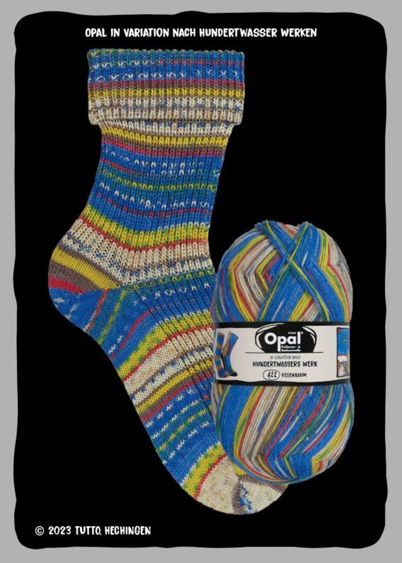 HERE NOW sets and singles Opal Sock Yarn Hundertwasser series 4 75% wool 25 nylon 100 grams 462 yards superwash fingering 4057 422 rain tree