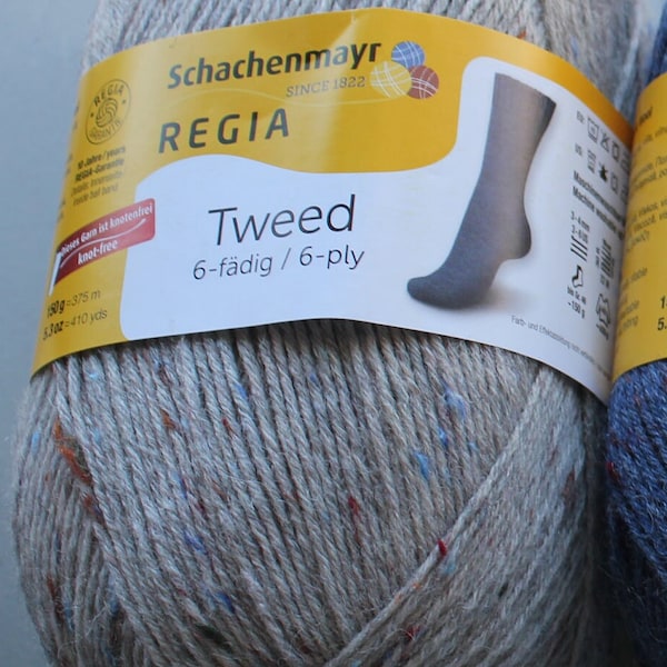 eld4,Ba: Regia tweeds 4 or 6 ply color # 90 superwash 2 choices  fingering - 100g or sport 150 grams 75% wool 25 nylon