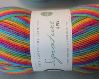 WYS rainbow 4ply Rum Punch 822 unisex baby colors West Yorkshire Spinners  75% wool 25 nylon 100 g 437 yds superwash fingering