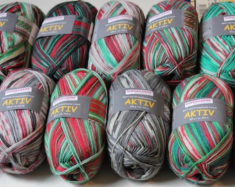 4 new colors coming soon Aktiv Christmas Sock Yarn: 75/25 Superwash, 460 Yards
