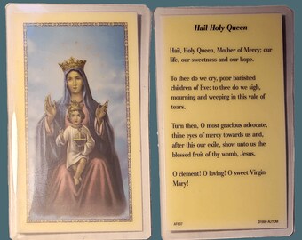 Prayer Card Hail Holy Queen Laminated AF