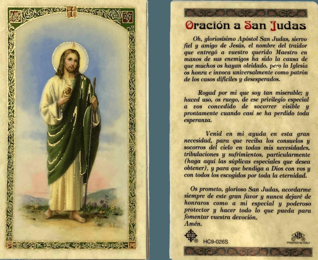 Prayer Card Oracion A San Judas SPANISH Laminated HCS Etsy