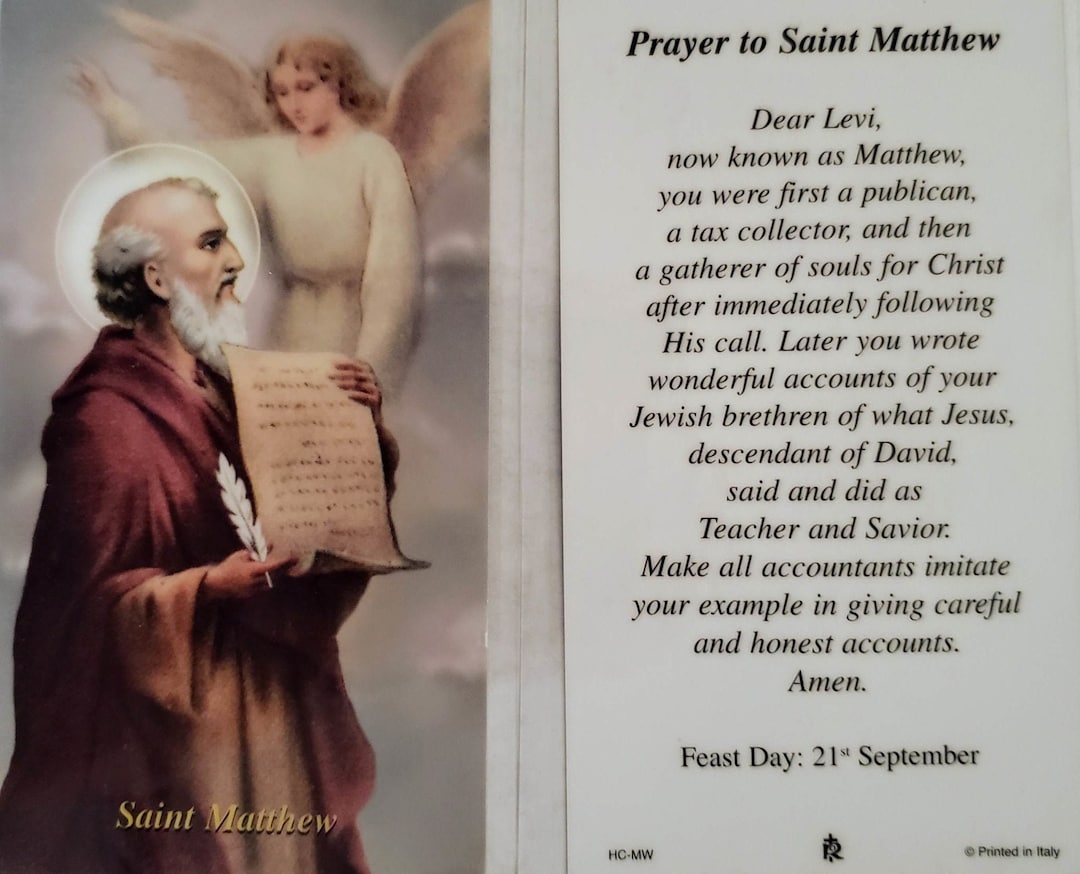 Prayer Card Prayer to Saint Matthew Feast Day September - Etsy