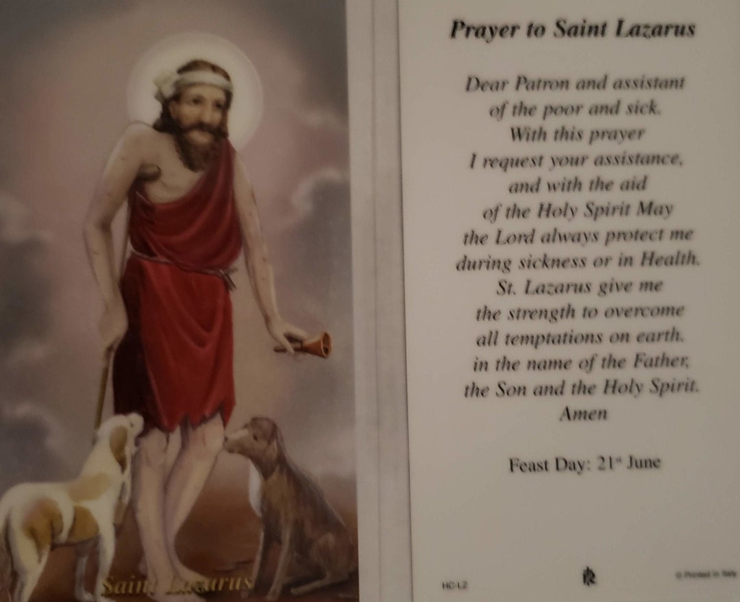 Prayer Card Prayer to Saint Lazarus Laminated HCLZ Etsy