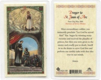 Prayer Card Prayer To Saint Joan Of Arc Patroness Of Service Women Laminated HC-E