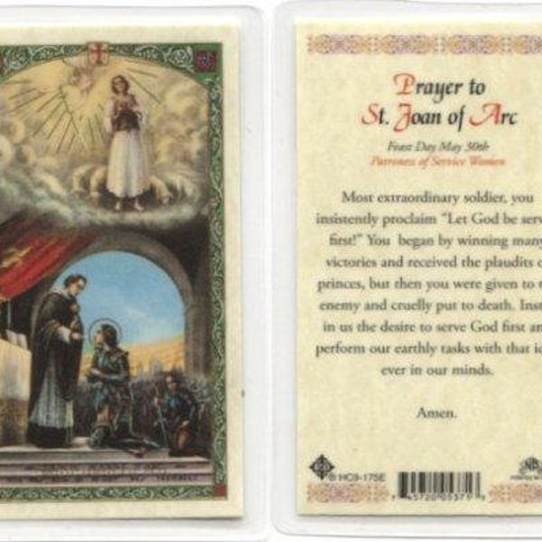 Prayer Card Prayer To Saint Joan Of Arc Patroness Of Service Women Laminated HC-E