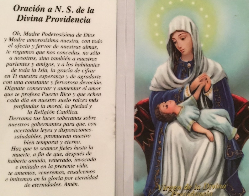 Prayer Card Oracion A Nuestra Senora De La Divina Providencia SPANISH Laminated Hcprsp Etsy