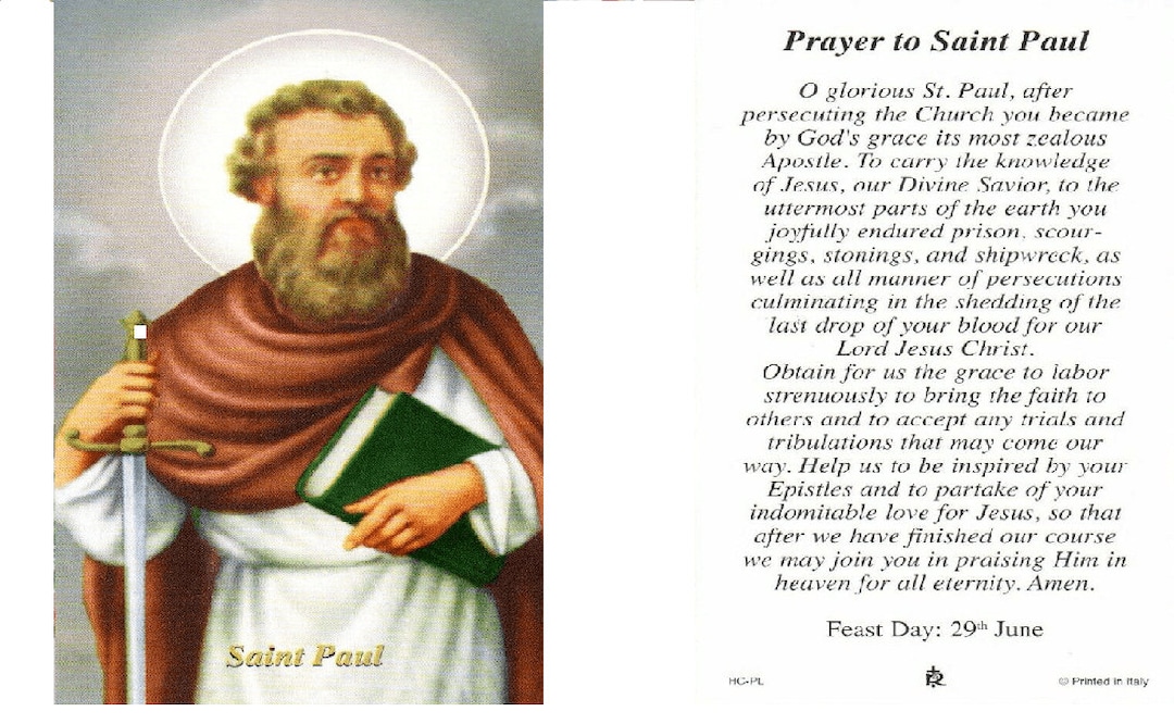 Prayer Card Prayer to Saint Paul Laminated HCPL Etsy