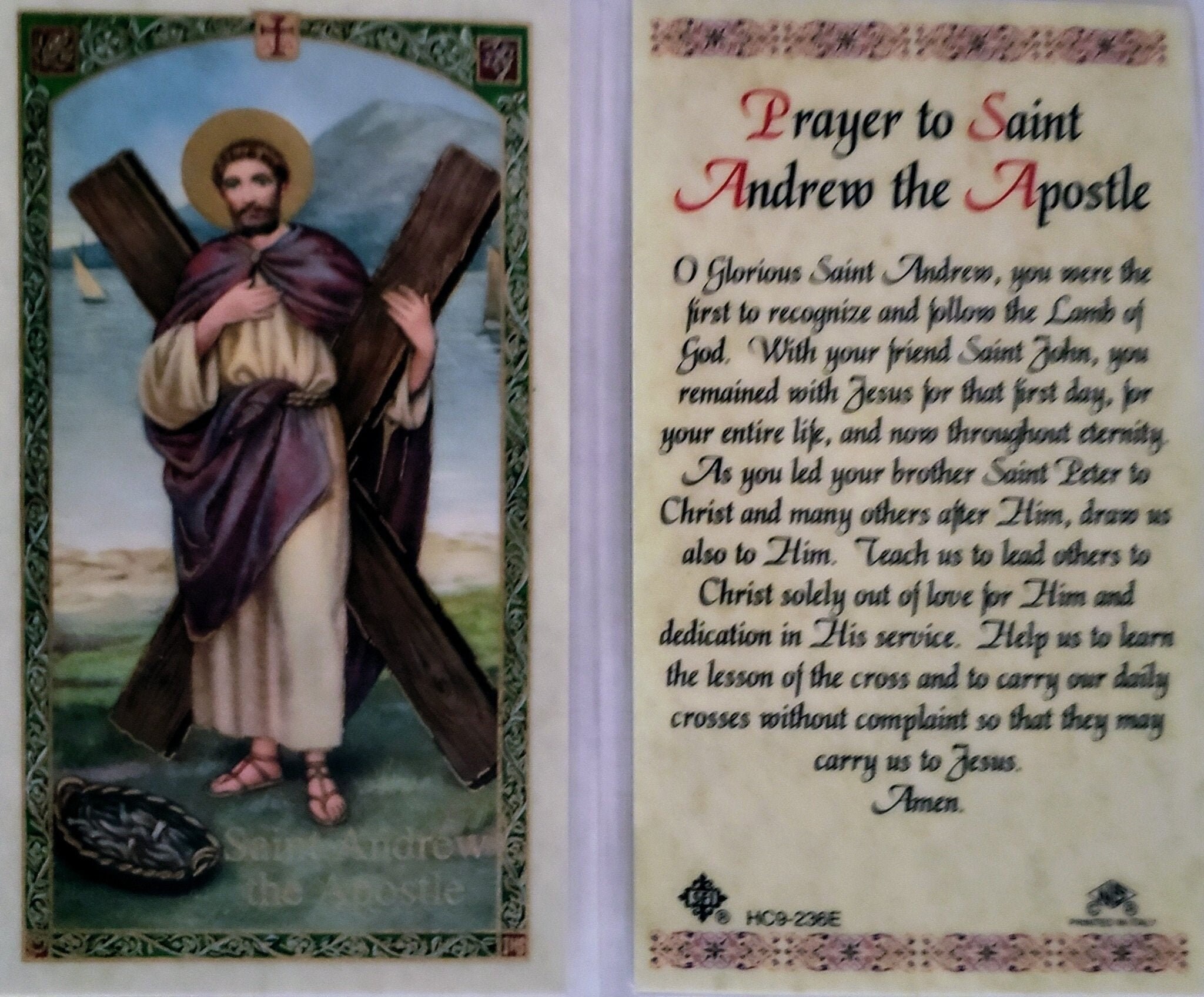 Prayer Card Prayer to Saint Andrew the Apostle Laminated HCE Etsy