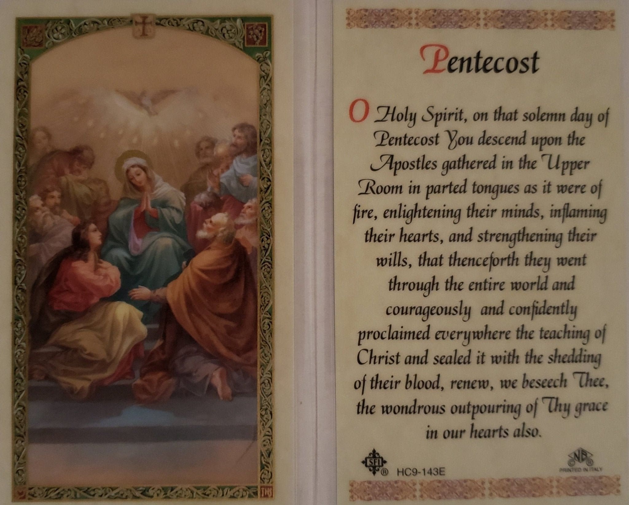 Prayer Card Pentecost Laminated HC-E - Etsy
