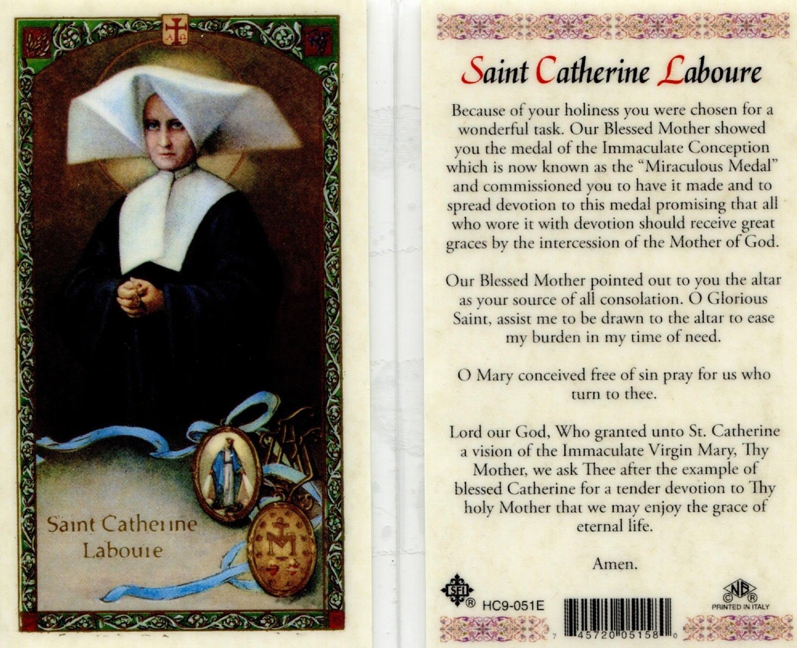 Prayer Card Catherine Laboure Laminated HC-E - Etsy