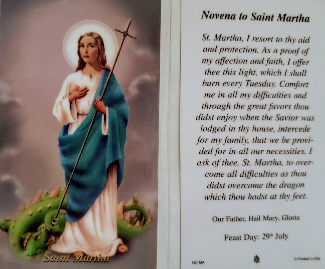 Prayer Card Novena to Saint Martha Laminated HC-MA - Etsy