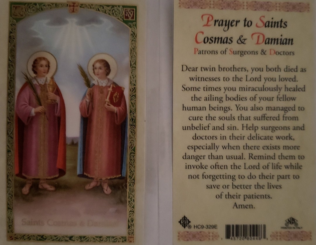 Prayer Card Prayer to Saints Cosmas &amp; Damian Laminated HC-E - Etsy