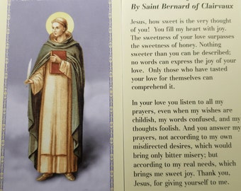 Prayer Card The Sweetness Of Divine Love By Saint Bernard Of Clairvaux No Laminated CC
