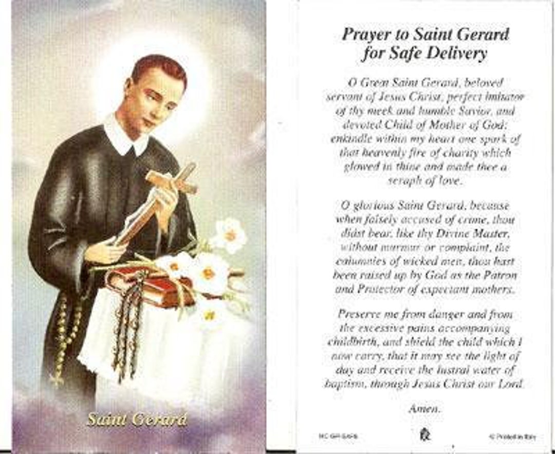 Prayer Card Prayer to Saint Gerard for Safe Delivery Laminated Etsy