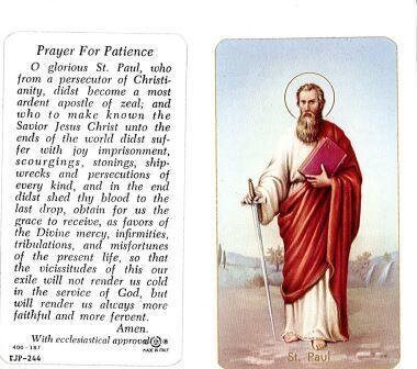 Prayer Card Prayer to Saint Paul Prayer for Patience Laminated TJP - Etsy
