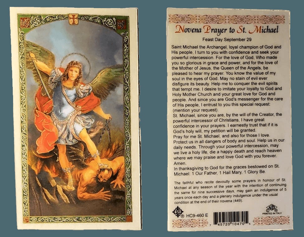 Prayer Card Novena Prayer to Saint Michael Laminated HC9-460E - Etsy