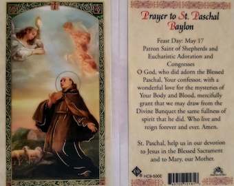 Prayer Card Prayer To Saint Paschal Baylon Laminated HC-E