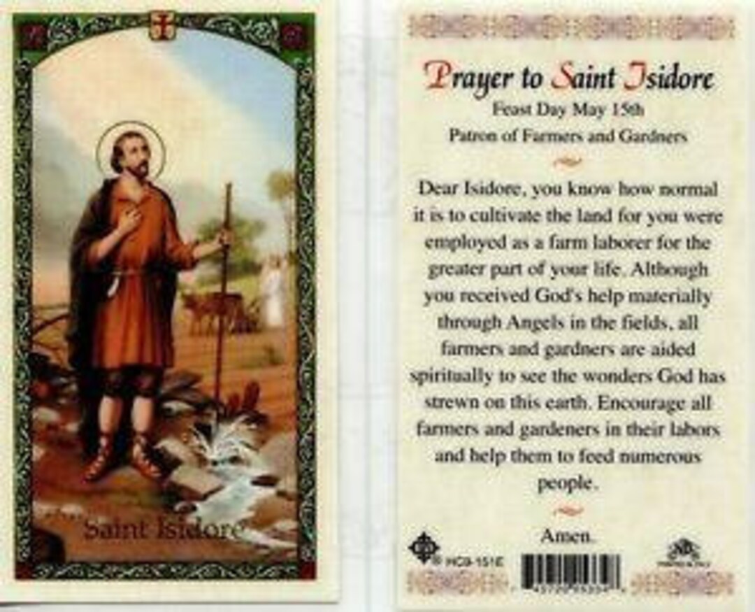 Prayer Card Prayer to Saint Isidore Patron of Farmers and Gardners