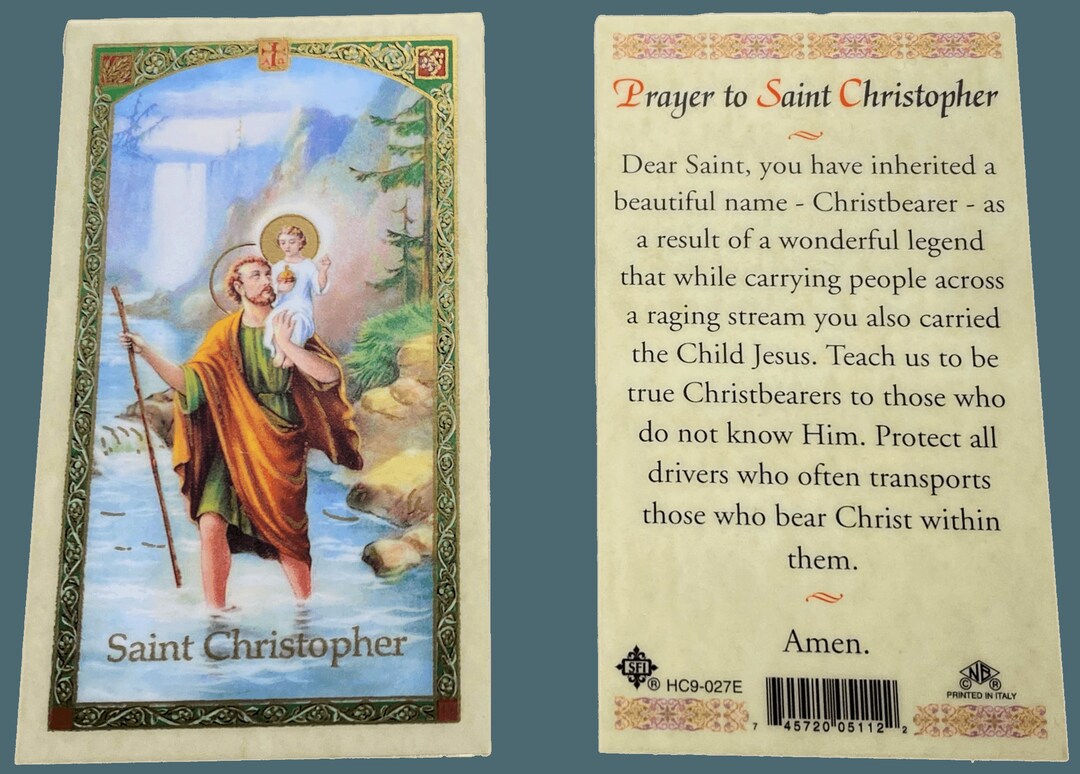 Prayer Card Prayer to Saint Christopher Laminated HCE Etsy