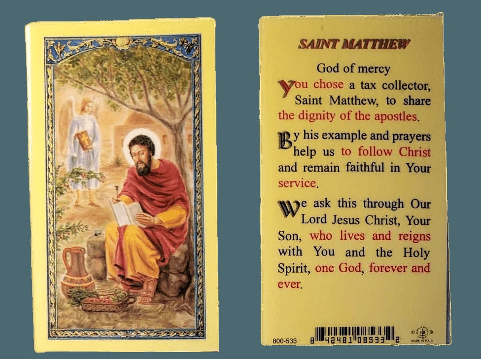 Prayer Card Saint Matthew Laminated - Etsy