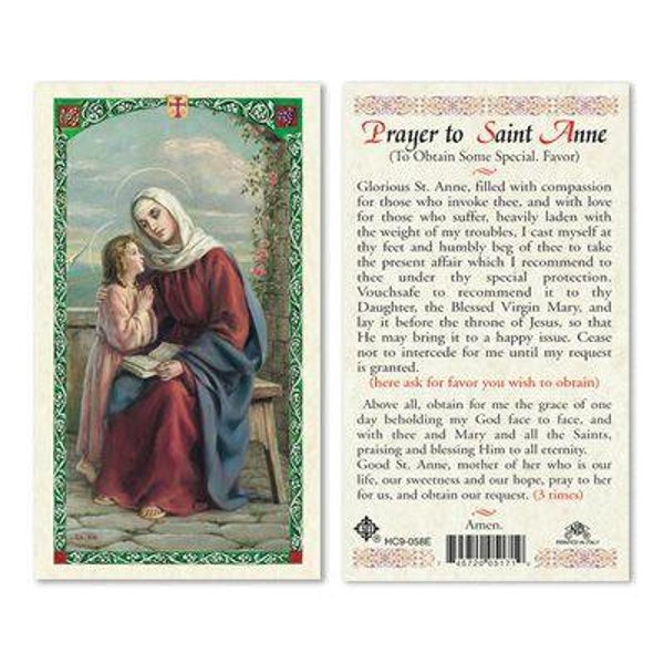 Prayer Card Prayer To Saint Anne To Obtain Some Special Favor Laminated HC-E