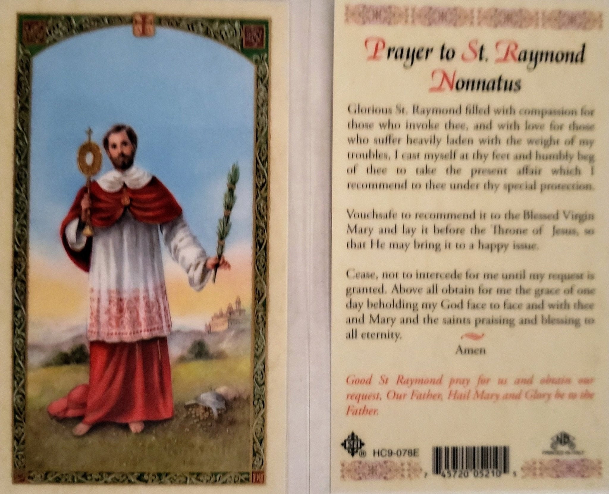 Prayer Card Prayer to Saint Raymond Nonnatus Laminated HCE Etsy