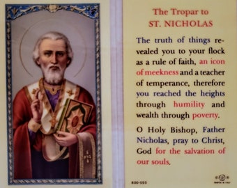 Prayer Card The Tropar To Saint Nicholas Laminated