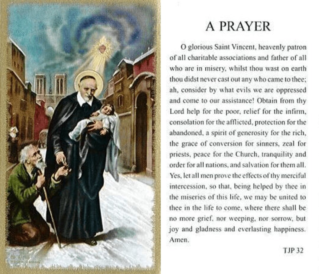 Prayer Card Prayer to Saint Vincent A Prayer Laminated TJP Etsy