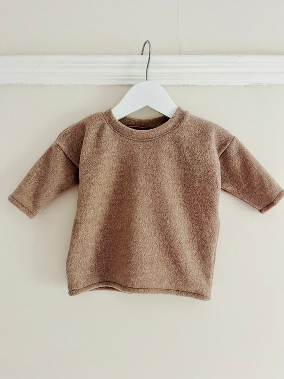 Sustainable Handmade Pullover Cosy Sweater in Brushed Faux Wool Kids Jumper Toddler Sweatshirt Baby Clothes Etsy Ireland