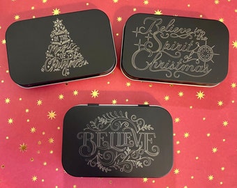 Believe Tin Boxes: Engraved Metal Boxes with Lids for Gifting, Gift Cards, Money, Candies, and More