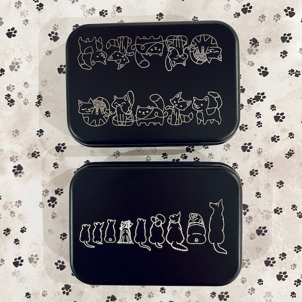 Cat and Animal Lovers Engraved Metal Boxes with Lid for storing Gift Cards, Money, School Supplies, Cosmetics and More