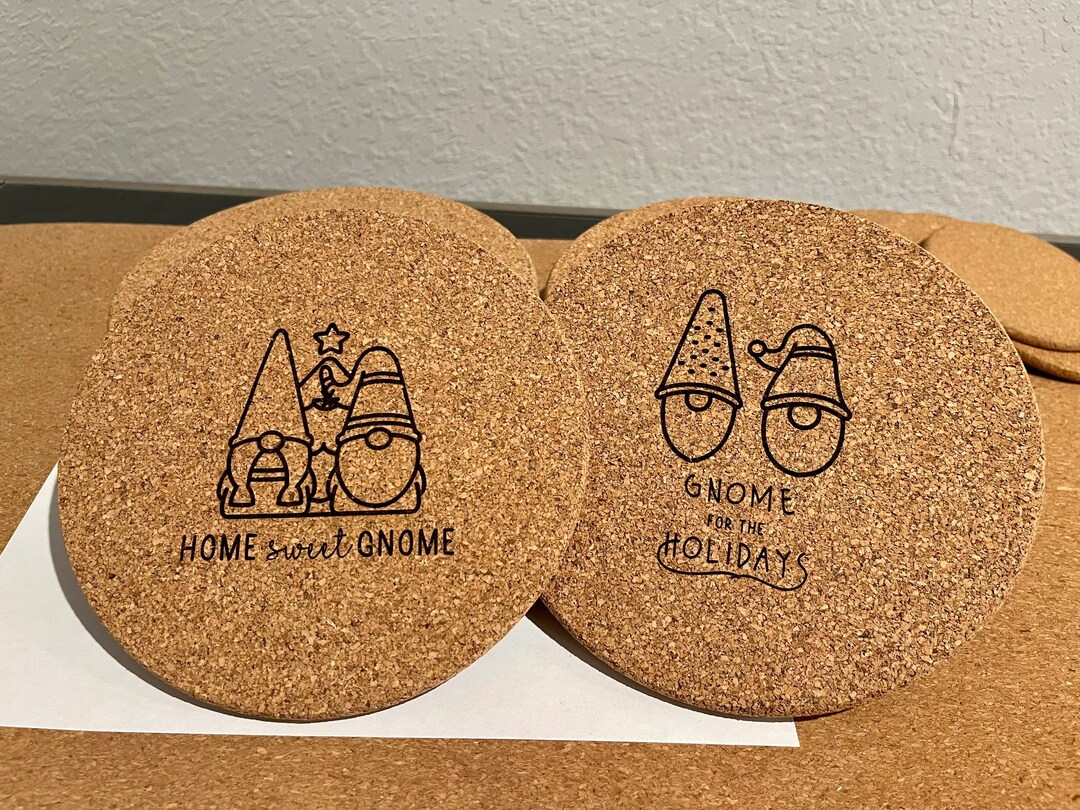 Gnome Cork Laser Etched Trivet Hot Plate Coaster for Pot Rest and
